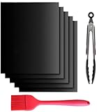 Nifogo Grillmatte fur Gasgrill 60x40 Wiederverwendbar,5er Set BBQ Grillmatten Teflon...