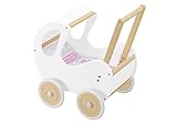Erst-Holz Weißer Holzpuppenwagen Retro-Puppenwagen als Lauflernhilfe 95-001