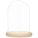 BELLE VOUS Glas Glocke Glaskuppel Groß mit Holzboden – 20cm Dekorative Glashaube als...