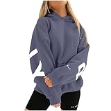 Hoody Damen Mit Kapuze Sweatshirt Damen Blackprint Hoodie für Damen Oversize...