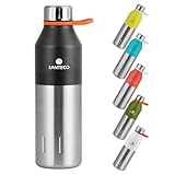 SANTECO Edelstahl Trinkflasche 350ml, 500ml - Auslaufsicher Thermosflasche...