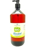 Mandelöl BIO 1000 ml süß, kaltgepresst 100% rein Massageöl, Babyöl Gesicht,...