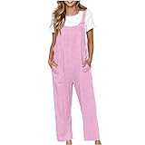Damen-Overall, lässig, lockere Latzhose, weiche Baumwolle, Leinen, lässig,...