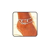 Ushiny Boho Forever Fußkettchen Silver Pearl Bead Fußkettchen Sommer Fußkettchen Set...