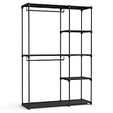 SONGMICS Kleiderschrank offen, freistehende Garderobe, Standregal, Kleiderständer mit...
