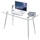 GOLDFAN Schreibtisch Glas Bürotisch Computertisch Arbeitstisch Eckschreibtisch...