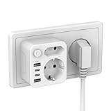 ZENIJUST Mehrfachsteckdose mit 4 USB Netzteil,Steckdosen mit USB c,...