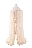 Wonder Space Elegantes Baldachin Mädchen Betthimmel mit Pompons und Moskitonetz...