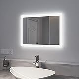 EMKE LED Badezimmerspiegel 45 x 60 cm, Spiegel mit Beleuchtung, mit Druckknopfschalter, 2...