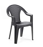 Stapelbarer Monoblock-Stuhl, Rattan-Effekt, Made in Italy, 54 x 56 x 81 cm, Farbe...