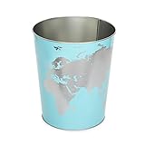 balvi Papierkorb Globe Farbe Türkis Weltkartendesign Blech 26 cm (Höhe) 22 cm...