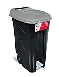 tayg Deckel Grau Abfallbehälter 80 Liter mit Pedal, schwarzer Boden (433009)
