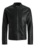 JACK & JONES Herren Jjewarner Jacket Noos Kunstlederjacke, Schwarz, M EU