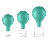 Pulox Schröpfgläser Set aus Echtglas mit Saugball - 3x Medizinisches Schröpfglas in...