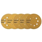 100 Stück Schleifpapier 125mm Klett, 8 Löcher Rund Schleifscheiben, Schleifblätter Set...