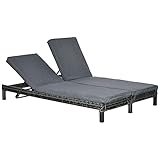 Outsunny Polyrattan Doppelliege Sonnenliege Gartenliege für 2 Personen...