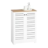 SoBuy BZR41-W Badkommode Badschrank mit Lamellentüren Kommode fürs Bad...