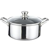 Kochtopf Ø28 cm aus Edelstahl mit Glasdeckel 6 L Induktion Topf Antihaft...