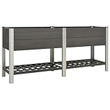 BaraSh Garten-Hochbeet mit Ablage 200x50x90 cm WPC Grau Hochbeete-Kit Pflanzkasten Hoch