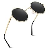 GQUEEN Retro Runde Polarisierte Sonnenbrille Herren Damen UV400 Schutz MEZ1