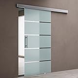 doporro Glasschiebetür Komplettset 90 x 205 cm | 25mm Wandabstand | Schiebetür...