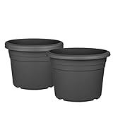 BigDean 3X Blumentopf Ø 30 cm Farbe Anthrazit Kunststoff Pflanztopf Containertopf...