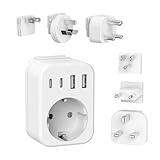 JSVER Reiseadapter Weltweit Set,Internationaler Reisestecker Adapter mit USB C, Typ...
