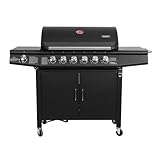 TAINO RED 6+1 Gasgrill Grillwagen BBQ Edelstahl-Brenner Gasgriller Seitenkocher 6 Brenner