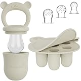 Baby Fruchtsauger & 3 Schnuller mit Eisform Set - Silikon Nahrungsschnuller mit Beißring,...