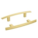 homdiy Schrankgriffe aus gebürstetem Gold, gebogen, goldfarben, für Küchenschrank,...
