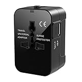 Reiseadapter Weltweit Universal Reisestecker mit USB C, Internationaler Steckdosenadapter...
