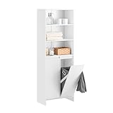 SoBuy Hochschrank Badschrank mit Wäschesack Wäscheschrank Badezimmer Schrank...