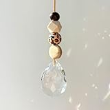 Handgemachter Sonnenfänger Kristall 38mm – Fensterdeko mit Holzperlen und...