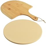 homEdge Pizzastein-Set, robuster runder Cordierit-Backstein für Brot, Pizza, thermisch...