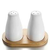 UDQYQ Keramik Salz- und Pfefferstreuer Set mit Bambus Tablett,2 PCS Moderne...