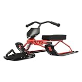 Lenkschlitten Schlitten mit Fußbremse Bob Kinderschlitten Automatisches Zugseil Rodel...