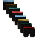 FM London Jungen Hipster Boxershorts (8er Pack), Schwarz, XXL (13+)