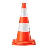 Wiltec Verkehrskegel 50 cm hoch, Leitkegel zum Absichern, Pylon reflektierend, Warnkegel...