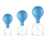 Pulox Schröpfgläser Set aus Echtglas mit Saugball - 3x Medizinisches...