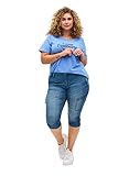 Zizzi Damen Große Größen Slim Fit Caprijeans mit Taschen Gr 50 Light Blue Denim