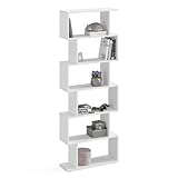 KOMTO Bücherregal Weiß - Raumteiler Regal 191x70x24 cm Standregal Holz und Hoch mit 6...