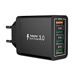 USB Ladegerät, 33W QC 3.0 USB Netzteil High-Speed ladeadapter, 4 Port...