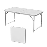 Lemodo Campingtisch weiß klappbar | Klapptisch 3-Fach höhenverstellbar |...