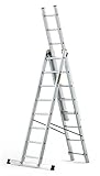 DRABEST Leiter PRO Serie Aluleiter 3-teilig Leiter PRO 3x8 Stufen Kombileiter...
