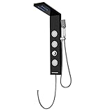 KEOKBON Duschpaneel Ohne Armatur Schwarz Edelstahl 304, LED Dusche für...