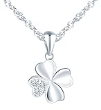 feilok Kette Damen Halskette mit Kleeblatt Zirkonia Vierblättriges Glücksbringer...