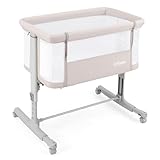 DREAMADE 2 in 1 Beistellbett, 5-stufig Höhenverstellbar Reisebett mit Matratze & Rollen,...