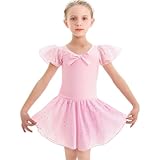 Sahunfri Ballettkleidung Mädchen Ballerina Kleid mit Chiffon-Pailletten & Schleife,...
