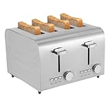 Toaster 4 Scheiben Edelstahl, 1500W 200V Hochwertiger Edelstahl Toaster zum Toasten,...