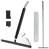 Duschabzieher Ausziehbar Schwarz 33-146 cm, Silikon Abzieher Dusche mit Teleskopstiel...
